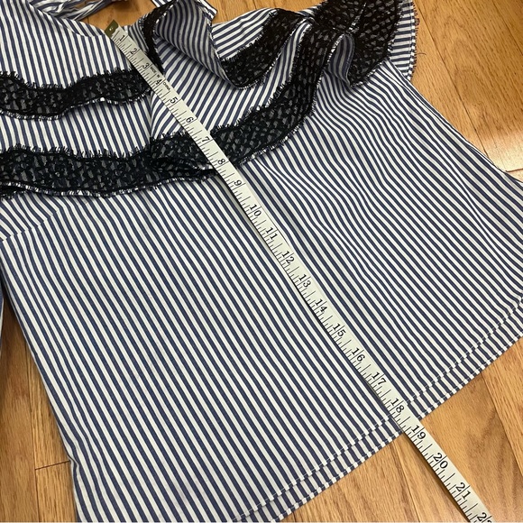 Veronica Beard Isla Striped One Shoulder Blouse - Picture 9 of 11